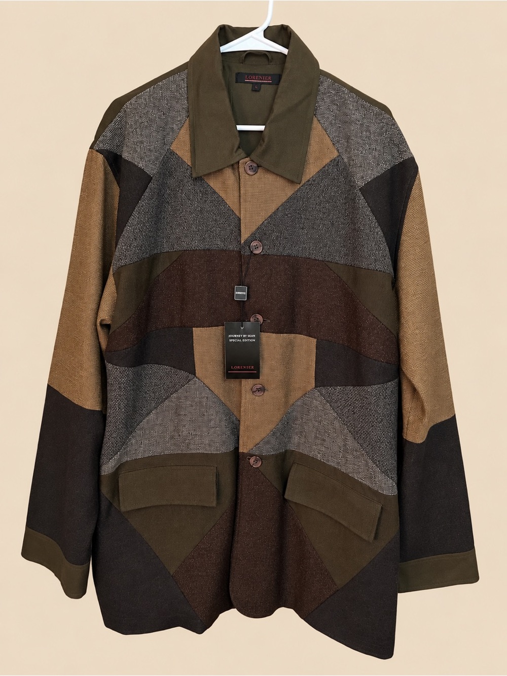 Rare Lorenier "Journeys by Sean" Special Edition Patchwork Jacket Wool Blend XL